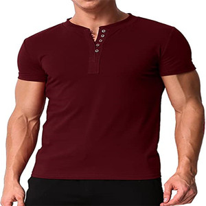 Bouton de 100% coton hommes <span class=keywords><strong>t</strong></span> chemise à manches courtes de mode <span class=keywords><strong>v</strong></span> cou <span class=keywords><strong>t</strong></span> <span class=keywords><strong>shirt</strong></span> hommes - Product Image 2