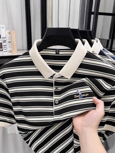 メンズ 半袖 Tシャツ ターンダウンカラー ヒップホップ ストリート系 トップス 夏物 - Product Image 5