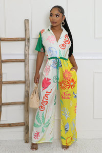 Baddie 2025 Hot Selling Splicing One Piece <strong>Jumpsuit</strong> Mid-Rise <strong>Baggy</strong> Pants Printing <strong>Jumpsuits</strong> - Product Image 2