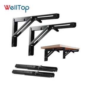 DIY Wall Mounted Table Shelf Brackets 8 Inch To 16 Inch White Metal Shelf Folding Bracket