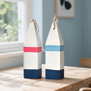 MDF <b>Fishing</b> <b>Floats</b> 2Pcs White With Red And Blue Stripe Mediterranean Style Decor For Living Room - Product Image 1