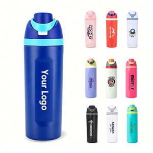 Bouteille d'eau isotherme moderne en acier inoxydable avec paille, portable, pour l'extérieur, 16oz, 19oz, 24oz, 32oz - Product Image 1