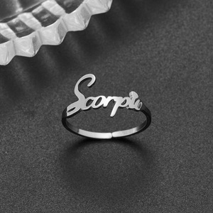Anillo de Acero Inoxidable Ajustable con Baño de Oro de 18K y PVD Plateado, Resistente al Agua, con Signo del Zodíaco, para Mujer, Venta al Por Mayor - Product Image 5
