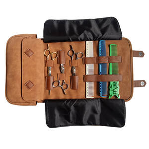 Sac à <span class=keywords><strong>ciseaux</strong></span> de coiffeur pliable en PU avec fermeture à bouton simple, pour salon de coiffure, salon de toilettage pour animaux, outils de coupe de cheveux, voyage - Product Image 1