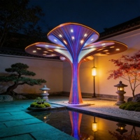 Sculpture d'arbre bionique LED personnalisée en acier inoxydable 316L - Art paysager lumineux intelligent pour projets municipaux et hôteliers