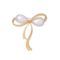 Broches en alliage de galvanoplastie avec nœud en diamant pour femmes, plaqué or, perle, perle, plaqué argent, les plus populaires
