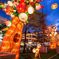 Bestseller Große LED-Baumförmige Seidenlaterne Anpassbare Form Handgefertigte Festlaterne für Weihnachten Erntedankfest Feiertage
