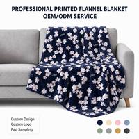 Promo Panas Selimut Flanel Fleece Super Lembut 100% Poliester Cetak Bunga Kustom untuk Rumah