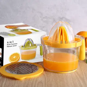 Manjia Stainless Steel Lemon Zester Grater Soft Handle Manual Citrus Orange Juicer Plastic Lemon Squeezer