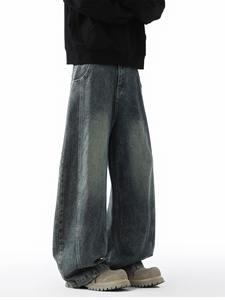 复古高品质牛仔裤 男士直筒阔腿牛仔裤 大码男女通用宽松嘻哈街头服饰宽松牛仔裤 男士 - Product Image 5