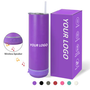 Vaso Térmico Personalizado con Logotipo, Recubierto en Polvo, para Viajes, de Acero Inoxidable de 20 oz, con Altavoz Integrado y Tapa - Product Image 1