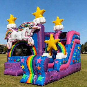 Nhà Máy Tùy Chỉnh Ngoài Trời Commercia Cầu Vồng Unicorn Chủ Đề Inflatable Vui Vẻ Nhảy Nhà Bị Trả Lại Jumpy Lâu Đài Cho Trẻ Em - Product Image 2