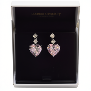 Pendientes de Corazón de Cristal Rosa Airbeau E3061 con Engaste de Garra, Joyería Romántica para Fiesta de Mujer - Product Image 1
