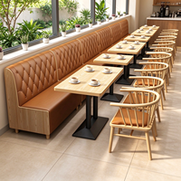 Banc de restaurant moderne en cuir, canapé de café, sièges pour restauration rapide, ensemble table et chaises en bois pour café commercial
