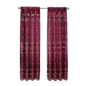 Fine fiore ricamato arte di lavoro organza sheer doppio strato ready made tenda <span class=keywords><strong>con</strong></span> abbinato attaccato mantovana - Product Image 1