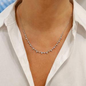 Collar de Plata 925 con Moissanita Redonda Brillante, Conjunto Minimalista de 3 Piezas con Cadena de Cordón, Joyería de Regalo para Boda - Product Image 2