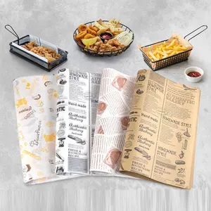 Atacado Eco Friendly Custom Logo Greaseproof Paper Hamburgo French Fries Fried Chicken Pizza Embalagem Greaseproof Paper