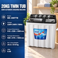 Lave-linge semi-automatique à double cuve 10KG 15KG 20KG à chargement par le haut avec essoreuse 220V 50Hz, vente chaude en Afrique, OEM