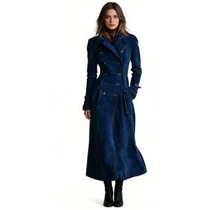 Abrigo <span class=keywords><strong>Trench</strong></span> Cruzado de Ante Sintético para <span class=keywords><strong>Mujer</strong></span> - Abrigo Maxi con Cinturón y Ribetes en Contraste - Chaqueta de Moda para <span class=keywords><strong>Mujer</strong></span> - Product Image 3