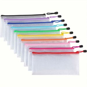Custom PP Mesh Zipper Document Folder <b>A4</b> Size-Heavy Duty Transparent File Storage Bag for Office and Home Use - Product Image 1