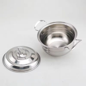 Juego de ollas de acero inoxidable de diseño moderno con doble asa, tapas para cocinar sopa y arroz, 6/8 piezas, con revestimiento, asa y tubo, para fideos y otros usos. - Product Image 1