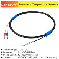 100K B3950 Sonde câble fine en époxy étanche résistante à l’huile à deux fils pour HVAC capteur de température NTC