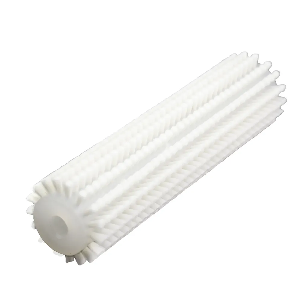 Escova rolo rotativa para limpeza de correia transportadora com filamentos de nylon