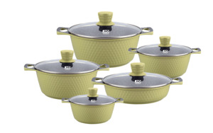 Hot bán Mười mảnh kim loại khỏe mạnh soong Set Die Cast nhôm không dính đồ nấu nướng với mô hình kim cương - Product Image 5