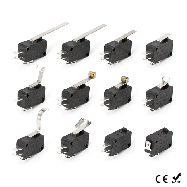 Customized Medium Micro Switch 16A 250VAC Snap Action Micro Switch SPDT 3 Pin Micro-Switch With Various Levers