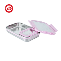 Boîte de rangement alimentaire carrée en acier inoxydable pour enfants, couvercle anti-fuite, compatible micro-ondes, emballage écologique en boîte en papier
