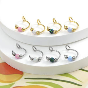 Anneau de nez en opale à tête obcuse en acier inoxydable personnalisable, anneau de lèvre sans perçage, faux clip d'oreille, bijoux pour femmes et hommes - Product Image 4