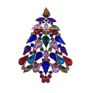 Bijoux de mode faits à la main pour femmes broches en cristal de Noël rouge strass broche arbre de Noël broches pour la décoration de robe - Product Image 2