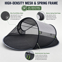 Tente de camping d'été individuelle à montage rapide 235x70x75cm, pliable en 3, portable, imperméable, avec moustiquaire, en polyester Oxford