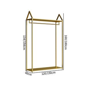 Soporte de exhibición de Ropa de Oro <span class=keywords><strong>real</strong></span>, estante colgante de Metal, tienda de ropa, escaparate, muebles de exhibición de ventana - Product Image 5