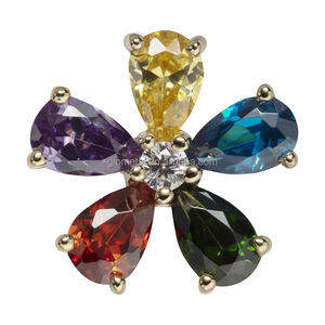 Giometal 14K <span class=keywords><strong>oro</strong></span> massiccio fiori colorati all'ingrosso Q top Tragus <span class=keywords><strong>Helix</strong></span> Palm Conch Daith corpo gioielli <span class=keywords><strong>orecchini</strong></span> Piercing posteriore orecchino - Product Image 2