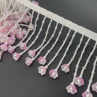 RYL Pink Hand genähte Perlen Maiglöckchen Anhänger Quaste Spitzen besatz für Kleidung Vorhänge Beleuchtung Dekorationen
