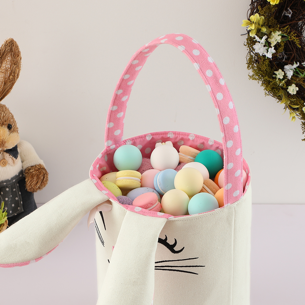批发猎蛋复活节篮个性化圆点兔子耳朵复活节桶 - buy easter basket
