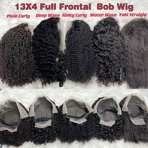 Hd transparente encaje Frontal Perruque onda rizada profunda venta al por mayor brasileño encaje completo corte Pixie corto Bob peluca cabello humano encaje frontal - Product Image 2