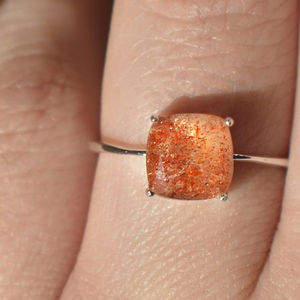 925S Rhodium Plated Sunstone Gemstone Engagement <b>Ring</b> for Women <b>Men</b> Unisex Party Wedding - Product Image 5
