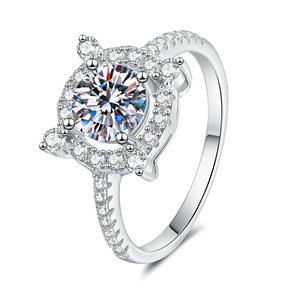 Commercio all'ingrosso 925 gioielli in argento Sterling Custom classico <span class=keywords><strong>1</strong></span> <span class=keywords><strong>carato</strong></span> Moissanite <span class=keywords><strong>diamante</strong></span> <span class=keywords><strong>anello</strong></span> di fidanzamento per le donne - Product Image 1