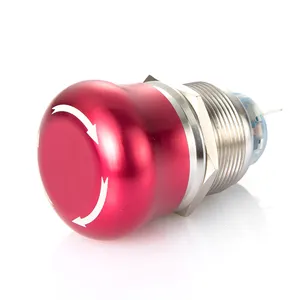 19mm Mushroom head 250V5A round red push button switch