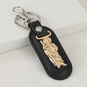 Llaveros Religiosos de San <span class=keywords><strong>Judas</strong></span> Tadeo y Nuestra Señora de Guadalupe, Regalo Religioso, Chapado en Oro, <span class=keywords><strong>Cuero</strong></span> PU, Llavero de Metal de San <span class=keywords><strong>Judas</strong></span>, Venta al por Mayor - Product Image 4