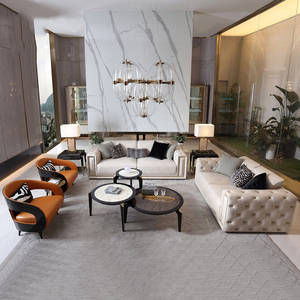 Sofá chesterfield de cuero de gama alta, sofás de diseño moderno, <span class=keywords><strong>blanco</strong></span>, para sala de estar - Product Image 1