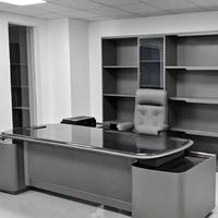 Bureau d'ordinateur de luxe en bois massif peu encombrant en forme de L avec tiroirs de rangement et bordure en PVC pour