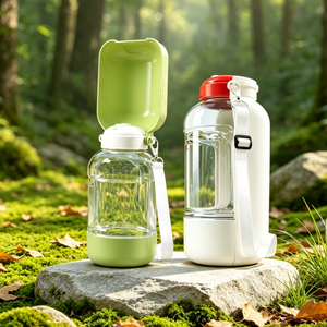 Nueva Botella de Agua Portátil para Mascotas, Perros y Gatos, 2 en 1, Plegable, Botella de Agua para Perros de 1.1L y Recipientes para Comida de 160g - Product Image 3
