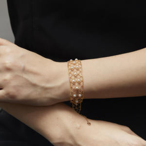 Neue trend ige 18 Karat Echt Gold Spitze Armband Meerwasser Perle Armband Frau Armbänder Perle Akoya Rosa Kette für Frauen Geschenk Party - Product Image 3