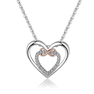<span class=keywords><strong>Collana</strong></span> alla Moda in Rame con Zirconi Intarsiati a Doppio <span class=keywords><strong>Cuore</strong></span> <span class=keywords><strong>Infinito</strong></span> per Anniversario e Uso Quotidiano, Abbinabile per Coppie - Product Image 5