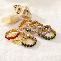 Bague de luxe INS transfrontalière haut de gamme en zircone multicolore pour femme, en acier inoxydable plaqué or 18 carats, tendance et polyvalente pour le quotidien