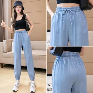 Jeans in Denim <span class=keywords><strong>Blu</strong></span> Sottile da Donna S-XXL, Pantaloni <span class=keywords><strong>Capri</strong></span> Casual con Lacci, Pantaloni Harem che Valorizzano la Silhouette - Product Image 3