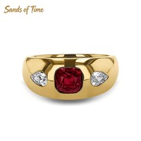 Bague en argent 925 avec arrangement multi-pierres, rubis et moissanite de laboratoire, fabrication sur mesure en gros pour hommes